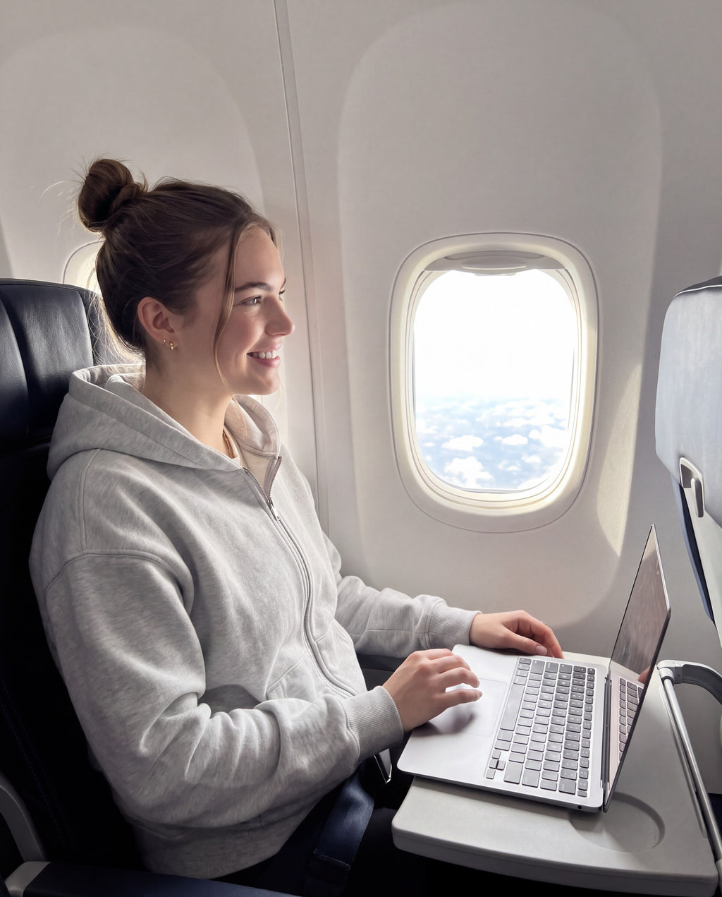 Wearing the PackHoodie on a flight