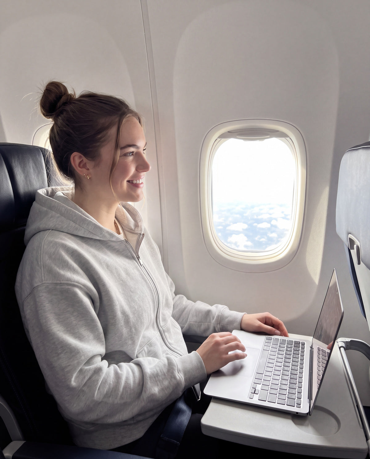 Wearing the PackHoodie on a flight